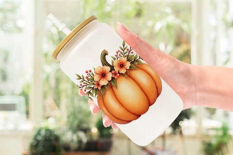 Glass Can Cute Pumpkin Faces Sublimation artnoy 