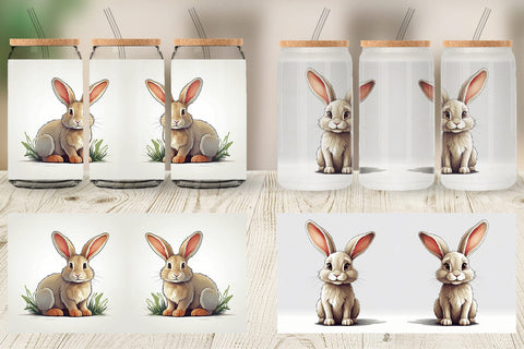 Glass Can Cute Rabbit Sublimation artnoy 