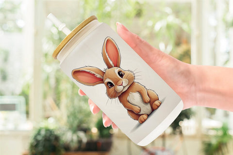 Glass Can Cute Rabbit Sublimation artnoy 