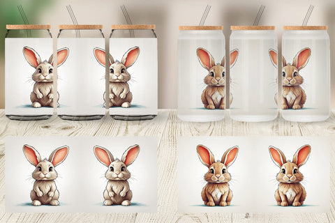 Glass Can Cute Rabbit Sublimation artnoy 