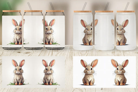 Glass Can Cute Rabbit Sublimation artnoy 