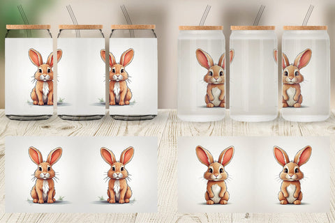 Glass Can Cute Rabbit Sublimation artnoy 