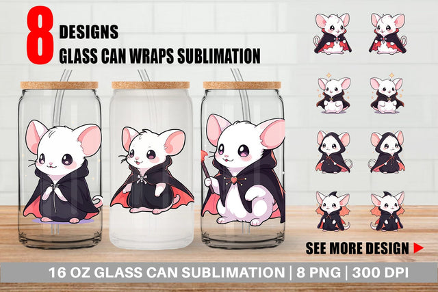 Glass Can Cute Rat Halloween Sublimation artnoy 