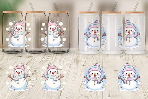 Glass Can Cute Snowman Illustration Sublimation artnoy 