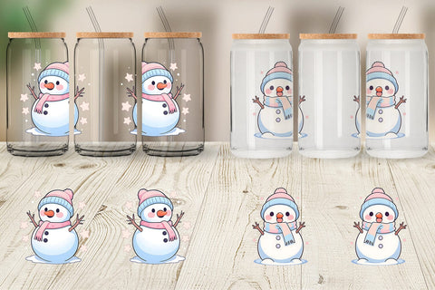 Glass Can Cute Snowman Illustration Sublimation artnoy 
