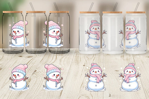 Glass Can Cute Snowman Illustration Sublimation artnoy 