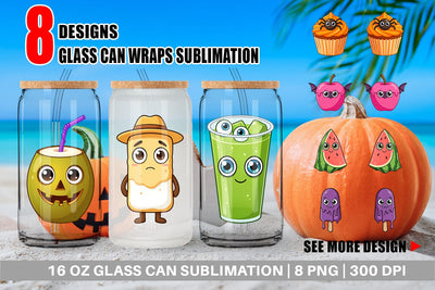 Glass Can Cute Summerween Treats Sublimation artnoy 