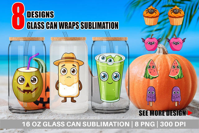 Glass Can Cute Summerween Treats Sublimation artnoy 