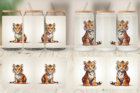 Glass Can Cute Tiger Sublimation artnoy 
