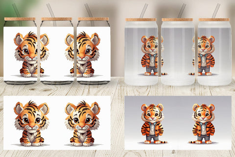 Glass Can Cute Tiger Sublimation artnoy 