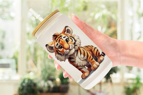 Glass Can Cute Tiger Sublimation artnoy 