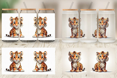 Glass Can Cute Tiger Sublimation artnoy 