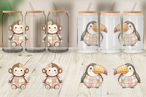 Glass Can Cute Tropical Patchwork Sublimation artnoy 