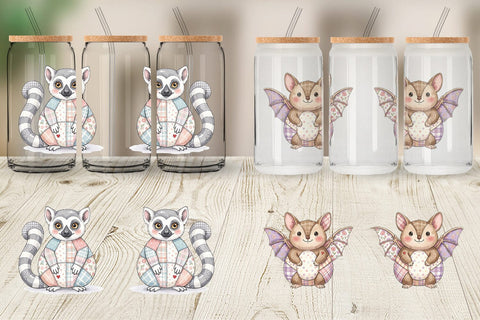 Glass Can Cute Tropical Patchwork Sublimation artnoy 