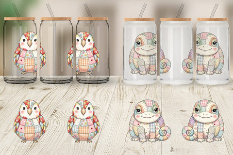 Glass Can Cute Tropical Patchwork Sublimation artnoy 