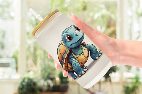 Glass Can Cute Turtle Sublimation artnoy 