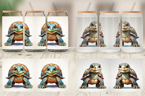 Glass Can Cute Turtle Sublimation artnoy 