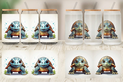 Glass Can Cute Turtle Sublimation artnoy 