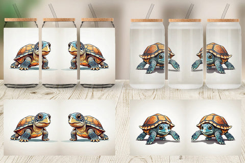 Glass Can Cute Turtle Sublimation artnoy 
