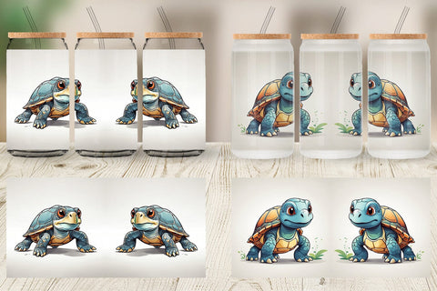 Glass Can Cute Turtle Sublimation artnoy 