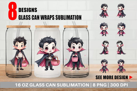 Glass Can Cute Vampire Boy Sublimation artnoy 