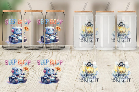 Glass Can Cute Vintage Robot Quotes Sublimation artnoy 