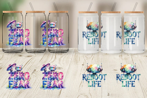 Glass Can Cute Vintage Robot Quotes Sublimation artnoy 