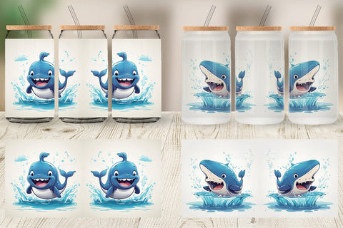 Glass Can Cute Whale Sublimation artnoy 
