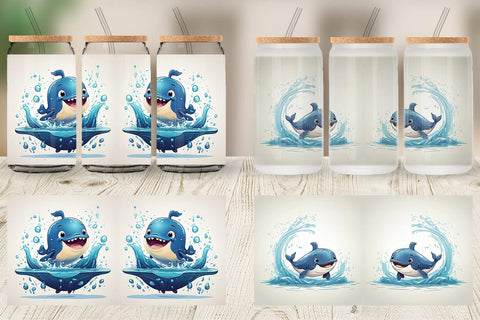 Glass Can Cute Whale Sublimation artnoy 
