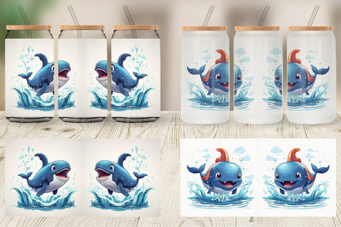 Glass Can Cute Whale Sublimation artnoy 