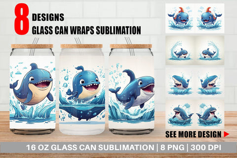 Glass Can Cute Whale Sublimation artnoy 
