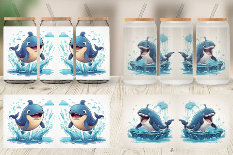 Glass Can Cute Whale Sublimation artnoy 