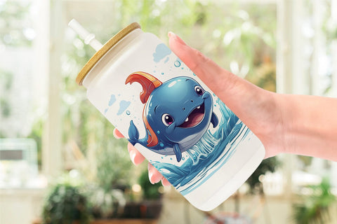 Glass Can Cute Whale Sublimation artnoy 