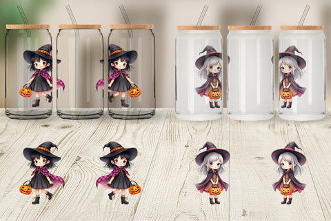 Glass Can Cute Witch Girl Sublimation artnoy 