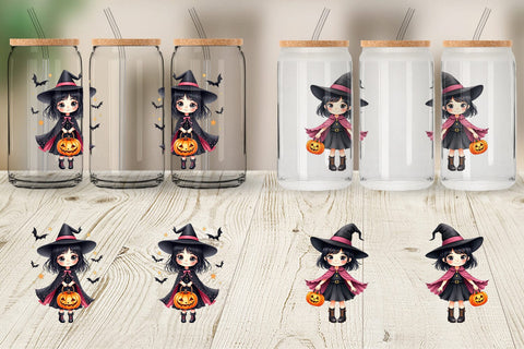 Glass Can Cute Witch Girl Sublimation artnoy 