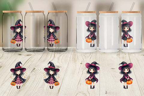 Glass Can Cute Witch Girl Sublimation artnoy 