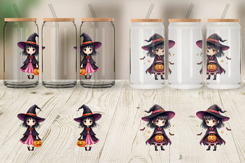 Glass Can Cute Witch Girl Sublimation artnoy 