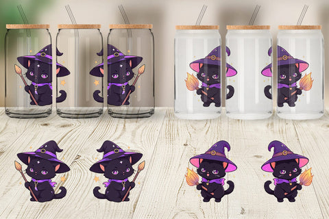 Glass Can Cute Witchy Cat Halloween Sublimation artnoy 