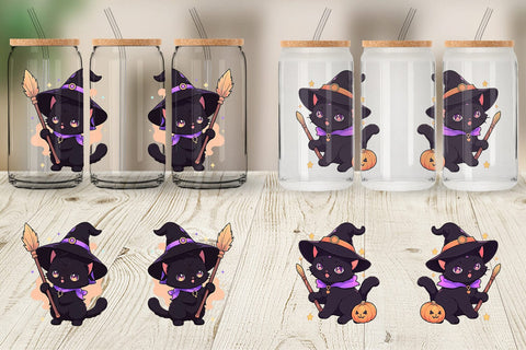 Glass Can Cute Witchy Cat Halloween Sublimation artnoy 