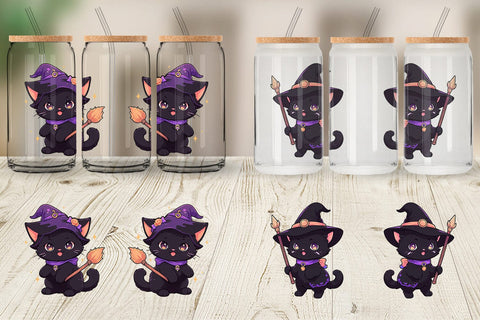 Glass Can Cute Witchy Cat Halloween Sublimation artnoy 
