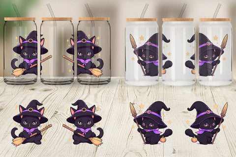 Glass Can Cute Witchy Cat Halloween Sublimation artnoy 