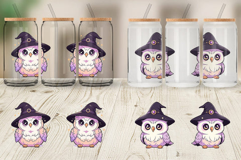 Glass Can Cute Witchy Owl Halloween Sublimation artnoy 