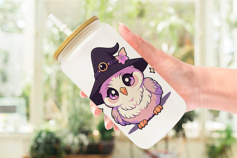 Glass Can Cute Witchy Owl Halloween Sublimation artnoy 