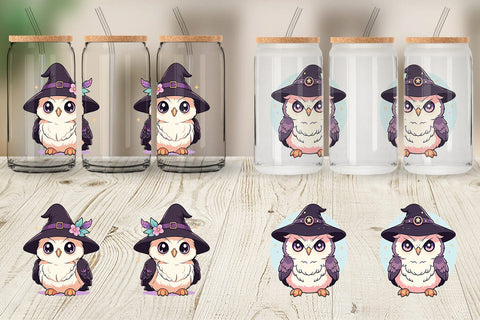 Glass Can Cute Witchy Owl Halloween Sublimation artnoy 