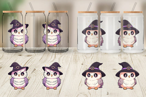 Glass Can Cute Witchy Owl Halloween Sublimation artnoy 