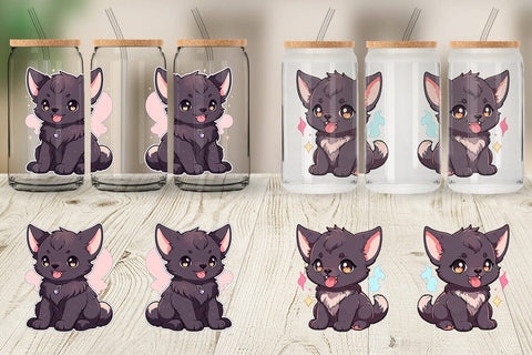 Glass Can Cute Wolf Halloween Sublimation artnoy 