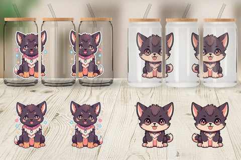 Glass Can Cute Wolf Halloween Sublimation artnoy 