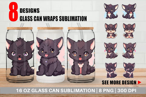 Glass Can Cute Wolf Halloween Sublimation artnoy 