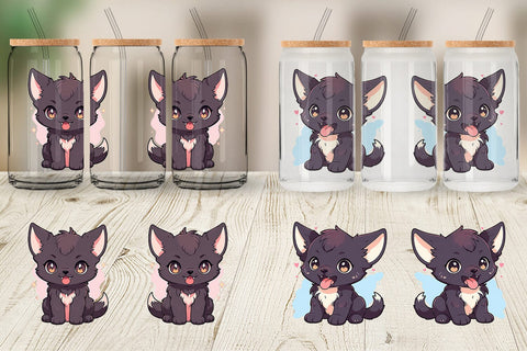 Glass Can Cute Wolf Halloween Sublimation artnoy 