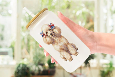 Glass Can Cutesy Patriotic Dogs and Cats Sublimation artnoy 
